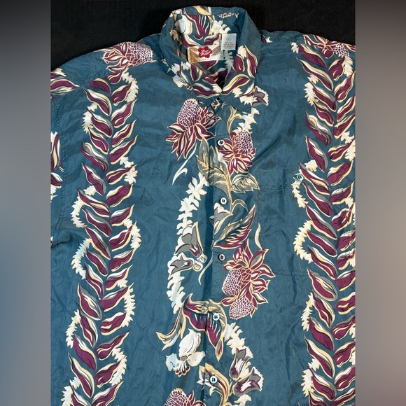 Vintage Hilo Hattie 100% silk button up Hawaiian shirt size XL - Picture 2 of 9